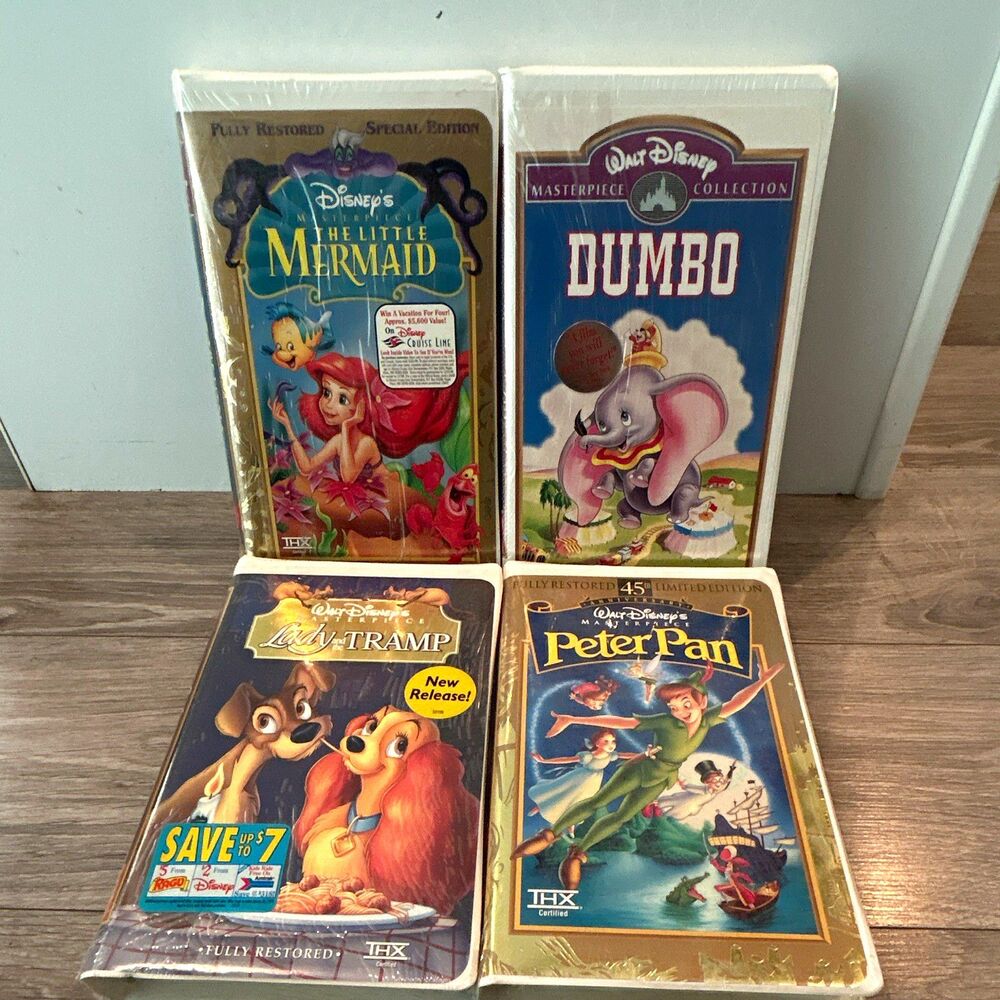 Walt Disney Brand new/sealed VHS Lot Dumbo Peter Pan Little Mermaid Lady/Tramp